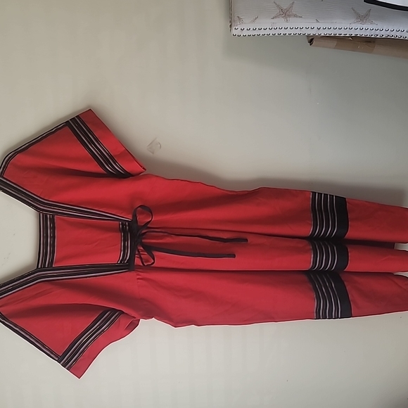 TRADITIONAL EMBROIDERY EMBELLISHED PEASANT BOHO CEREMONIAL Dress SIZE L - Picture 7 of 9